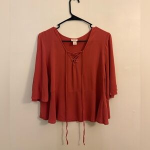 Coral pink flowy blouse